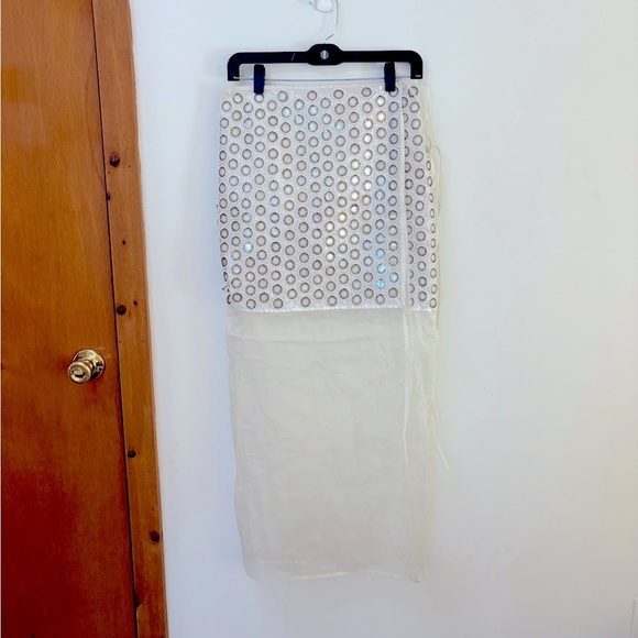 New TORY BURCH Mirror Embellished Double Layer Wrap Skirt - Picture 9 of 12